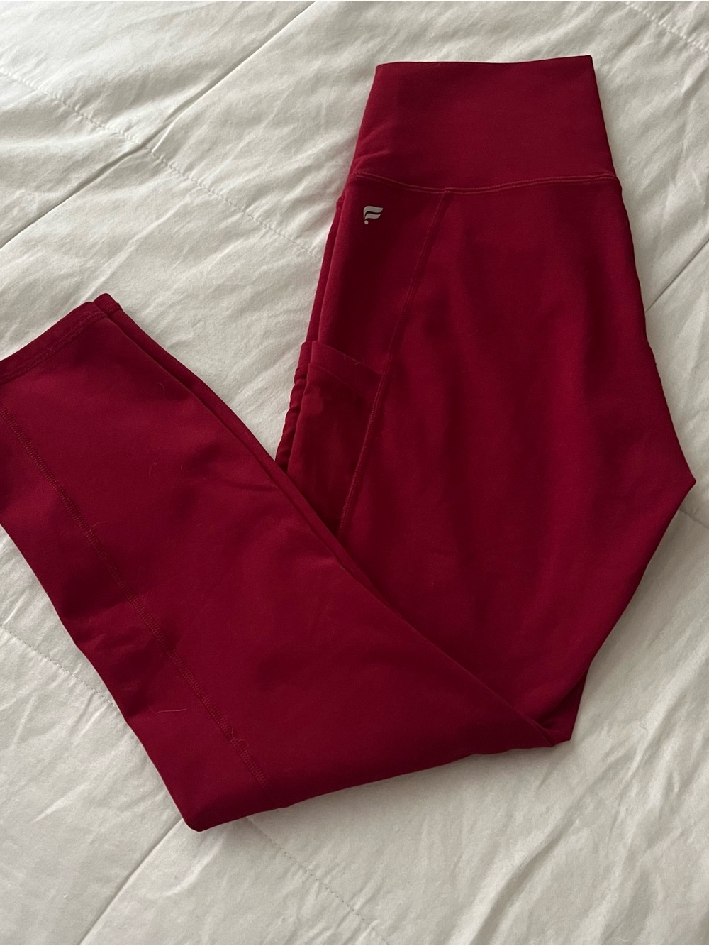 Fabletics Women’s Burgundy High-Rise Leggings with Side Pocket